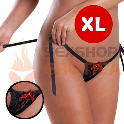 Colaless XL de encaje con cintas para atar negra